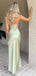 Sexy Mermaid Sleeveless Long Sage Satin Bridesmaid Dresses, BG522
