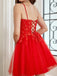Elegant Spaghetti Straps A-line Red Tulle Short Homecoming Dresses Online, HD0717