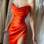 Elegant Sleeveless Mermaid Side Slit Ivory Satin Bridesmaid Dresses Online, BG502