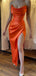 Elegant Sleeveless Mermaid Side Slit Ivory Satin Bridesmaid Dresses Online, BG502