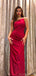 Elegant One Shoulder Spaghetti Strap Mermaid Side Slit Satin Bridesmaid Dresses Online, BG479