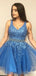 Elegant V-neck A-line Applique Tulle  Homecoming Dresses Online, HD0710