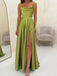 Simple Sleeveless Spaghetti Straps Side Slit Moss Long Evening Prom Dress, OL183