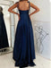 Simple Sleeveless Spaghetti Straps Side Slit Moss Long Evening Prom Dress, OL183