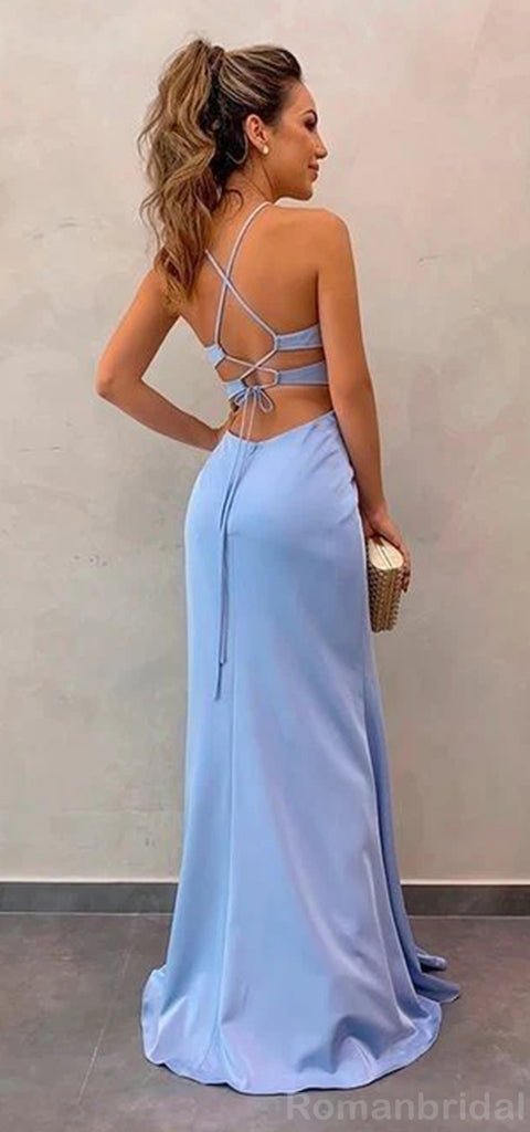 Elegant Halter Mermaid Cross Back Long Evening Prom Dress Online, OL114
