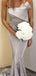 Sexy Mermaid Sleeveless Silver Satin Bridesmaid Dresses Online, BG504