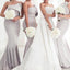 Sexy Mermaid Sleeveless Silver Satin Bridesmaid Dresses Online, BG504