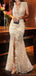 Elegant V-neck Mermaid Lace Front Slit Evening Prom Dress for Women, OL067