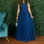 Elegant Cap Sleeves A-line Chiffon Ink Blue Bridesmaid Dresses Online, BG481