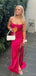 Elegant Spaghetti Straps Mermaid Fuchsia Long Evening Prom Dress, OL119