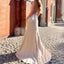Simple Spaghetti Straps V-neck Mermaid Satin Taupe Bridesmaid Dresses, BG531