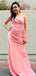 Elegant One Shoulder Mermaid Flamingo Bridesmaid Dresses, BG418