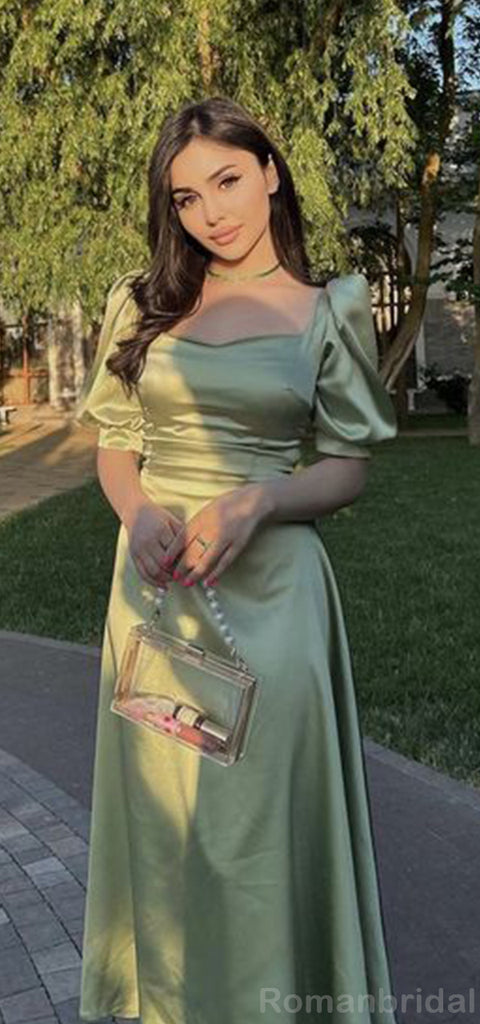 Soft Half Sleeve A-line Satin Bridesmaid Dresses Online, BG489