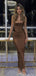 Sexy Mermaid Brown Sleeveless Satin Bridesmaid Dresses Online, BG490