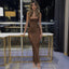 Sexy Mermaid Brown Sleeveless Satin Bridesmaid Dresses Online, BG490