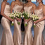 Sexy Taupe Spaghetti Straps Mermaid Satin Long Bridesmaid Dresses Online, BG505