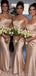 Sexy Taupe Spaghetti Straps Mermaid Satin Long Bridesmaid Dresses Online, BG505