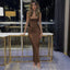 Sexy Mermaid Brown Sleeveless Satin Bridesmaid Dresses Online, BG490