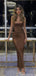 Sexy Mermaid Brown Sleeveless Satin Bridesmaid Dresses Online, BG490
