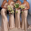 Sexy Taupe Spaghetti Straps Mermaid Satin Long Bridesmaid Dresses Online, BG505