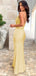Simple One Shoulder Backless Mermaid Lemon Long Satin Bridesmaid Dresses, BG535