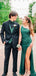 Elegant One Shoulder Mermaid Dark Green Long Evening Prom Dress with Side Slit, OL134