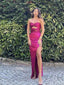 Elegant Sweetheart Mermaid Sleeveless Fuchsia Long Evening Prom Dress with Side Slit, OL117