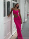 Elegant Spaghetti Straps Mermaid Two Pieces Fuchsia Long Evening Prom Dress, OL118