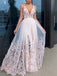 Elegant Spaghetti Straps V-neck A-line Tulle Long Prom Dress Online, OL256