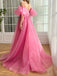 Gorgeous Off Shoulder Side Slit A-line Long Prom Dress Online, OL265