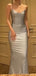 Sexy Spaghetti Straps Mermaid V-neck Backless Silver Long Evening Prom Dress Online, OL154