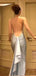 Sexy Spaghetti Straps Mermaid V-neck Backless Silver Long Evening Prom Dress Online, OL154