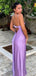 Sexy Spaghetti Straps Mermaid Straight Neck Lilac Evening Prom Dress Online, OL155