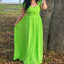 Simple Lime Green Straps A-line Chiffon Long Bridesmaid Dresses Online, BG425