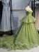 Gorgeous Spaghetti Straps V-neck A-line Tulle Long Evening Prom Dress Online, OL202