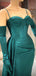 Elegant Satin Spaghetti Straps Mermaid Jade Long Bridesmaid Dresses with Trailing, BG639