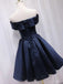 Elegant V-neck Off Shoulder A-line Satin Short Homecoming Dresses Online, HD0706