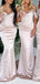 Elegant Cold Shoulder Mermaid Blush Long Bridesmaid Dresses Online, BG555