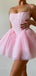 Elegant Spaghetti Straps A-line Tulle Pink Short Homecoming Dresses Online, HD0667