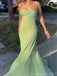 Simple Sparkly Spaghetti Straps Mermaid Lime Green Long Evening Prom Dress Online, OL153