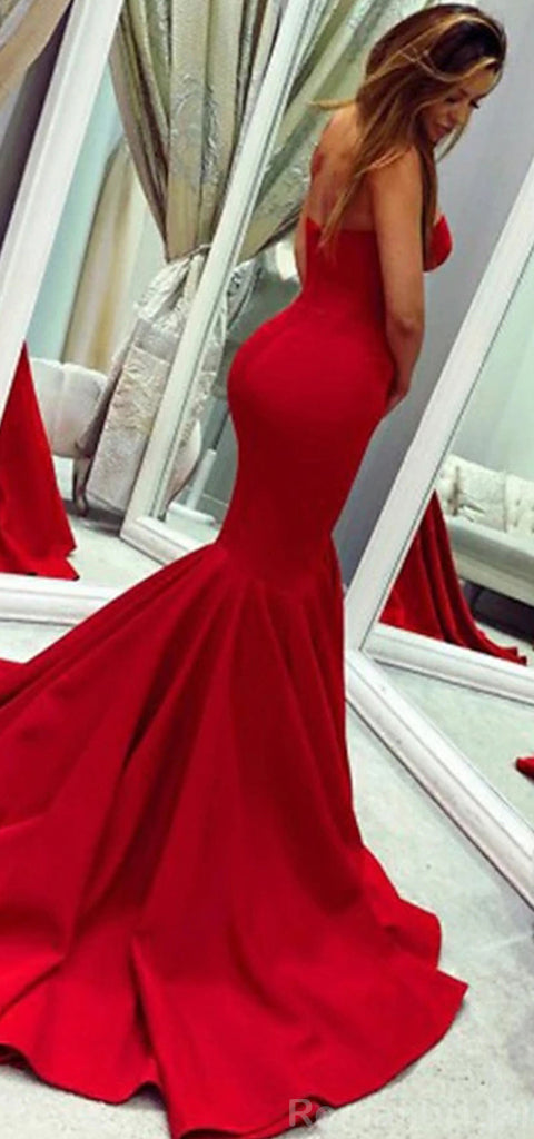 Sexy Sweetheart Mermaid Sleeveless Long Red Evening Prom Dress Online, OL212