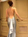 Sexy Spaghetti Straps Mermaid V-neck Backless Silver Long Evening Prom Dress Online, OL154