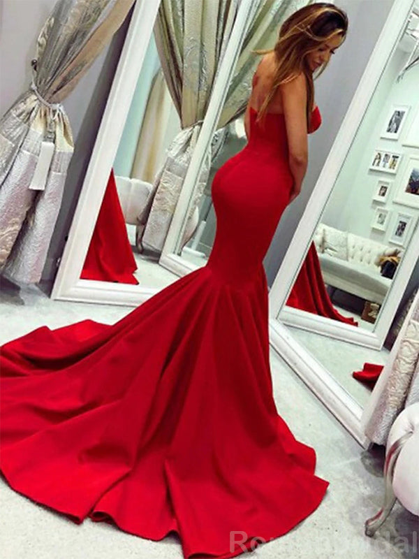 Sexy Sweetheart Mermaid Sleeveless Long Red Evening Prom Dress Online, OL212