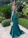 Elegant Spaghetti Straps V-neck Mermaid Jade Evening Prom Dress Online, OL157