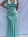 Elegant V-neck Sleeveless Column Mint Green Long Evening Prom Dress Online, OL159