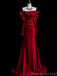 Elegant Off the Shoulder Long Sleeves Mermaid Red Long Evening Prom Dress Online, OL161
