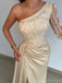 Elegant One Shoulder Long Sleeve Mermaid Side Slit Evening Prom Dress Online, OL170