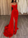 Elegant Spaghetti Straps Mermaid Side Slit Evening Prom Dress with Trailing, OL172