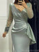Elegant Long Sleeves V-neck Sequins Mist Mermaid Prom Dress Online, OL238