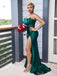 Mismatched Emerald Green Off the Shoulder Mermaid Satin Cheap Bridesmaid Dresses online, BG258